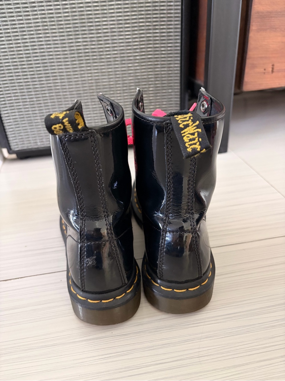 Kids Black Patent Dr. Martens Combat Boots. Size 6. Gothcore, Punkcore - Picture 3 of 4